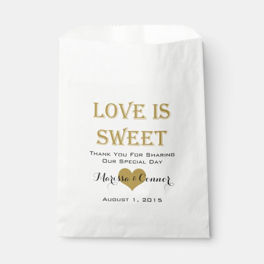 Love Is Sweet Black and Gold Mariage Sacs (Devant)