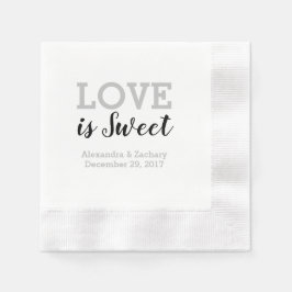 Love is Sweet Black Silver Wedding Verloving Servet