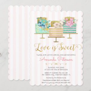Love is Sweet Bridal Shower Invitation Kaart