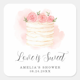 Love Is Sweet Bruiloftsfeest Vierkante Sticker