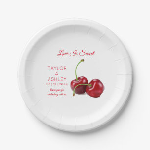 Love is Sweet Cherry Fruit Weddenschap Papieren Bordje