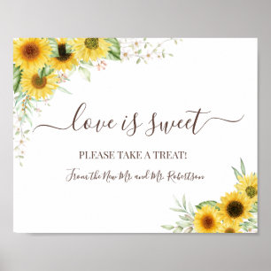 Love is Sweet Dessert Table Wedding Greenery Sign Poster