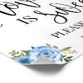 Love is Sweet dessert tafel bord bruiloft blauw Poster (Hoek)