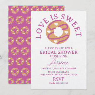Love is sweet donut with hearts Bridal Shower Kaart