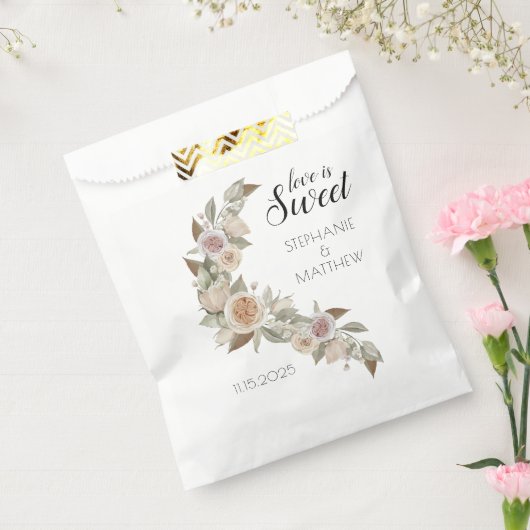 Love is Sweet Dusty Pink Peach Rozen Weddenschap Bedankzakje (Gezegeld)