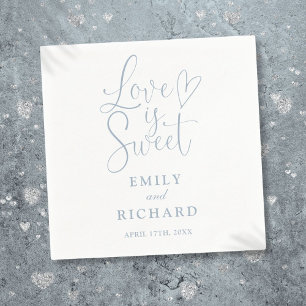 Love Is Sweet Elegante Moderne Stofblauwe Trouw Servet