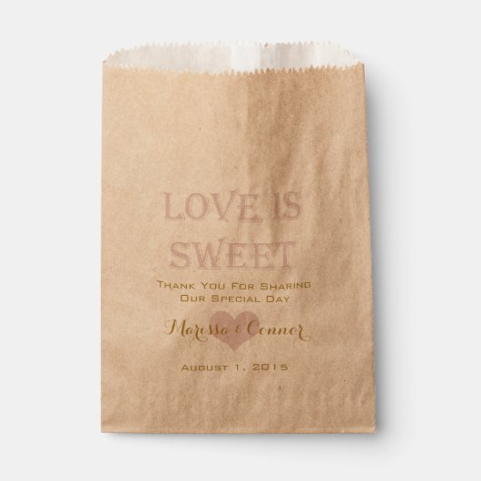 Love Is Sweet Gold et Blush Mariages Sacs (Devant)