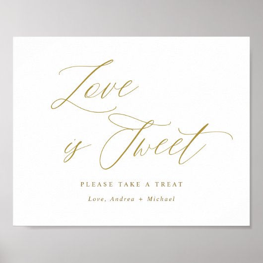Love is Sweet Gold Wedding Sign Elegant Script Poster (Voorkant)