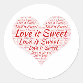 Love is Sweet Heart Word Cloud Wedding Ronde Sticker