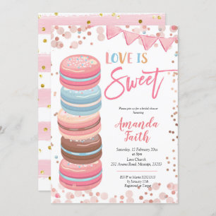 Love is Sweet Macaroon Bridal Shower Invitation Kaart