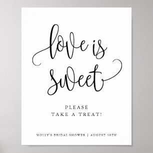 Love is Sweet Minimalist Calligraphy Favor Display Poster