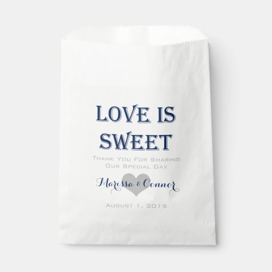 Love Is Sweet Navy et Grey Mariage Sacs (Devant)