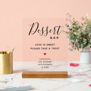 Love is Sweet neemt een Treat Wedding Dessert Bar Acryl Bord