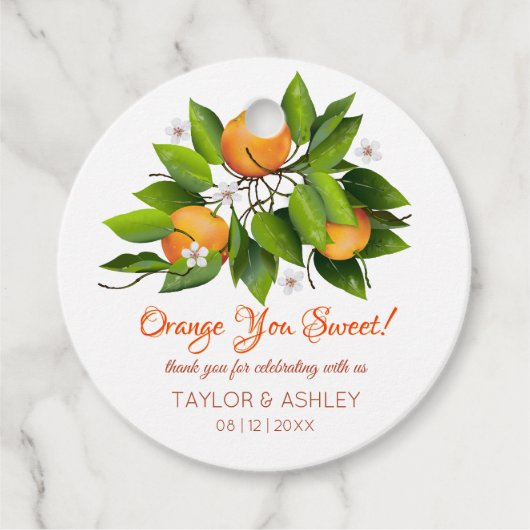 Love is Sweet Oranje Fruit | Weddenschap Bedankjes Labels (Voorkant)