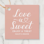 Love is Sweet Roos Gold Heart Script Weduwen Bedankjes Labels (Voorkant)