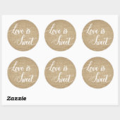 Love is Sweet Rustic Burlap Wedding Stickers (Feuille)