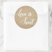 Love is Sweet Rustic Burlap Wedding Stickers (Sac)