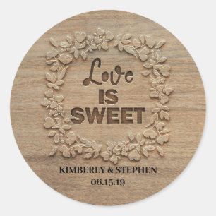 Love is Sweet Rustic Wedding Ronde Sticker