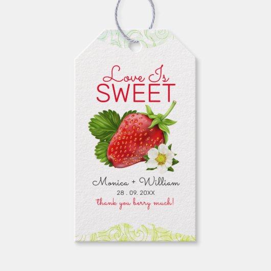 Love is Sweet Strawberry Jam Wedding Cadeaulabel (Voorkant)