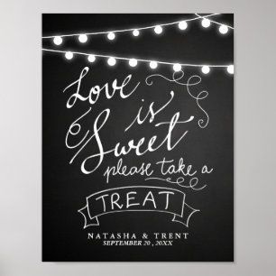 Love is Sweet String Lights Chalkboard Wedding Poster