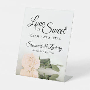Love is Sweet Take a Treat Dusty Bleek Peach Roos Reclamebord Met Voetstuk