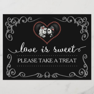 Love is Sweet Take a Treat Halloween Skeleton Sign Kaart