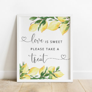 Love is Sweet take a Treat Lemon Vrijgezellenfeest Poster