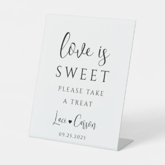 Love is Sweet Take A Treat Wedding Pedestal Sign Reclamebord Met Voetstuk