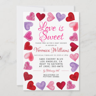 Love is Sweet Valentijn's Baby shower Invitation Kaart