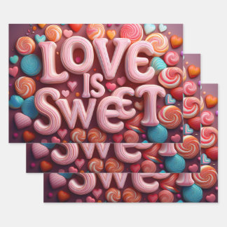 Love Is Sweet Valentine Candy Swirls Inpakpapier Vel