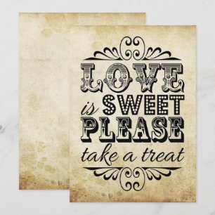 Love is Sweet - Vintage Wedding Sign Kaart