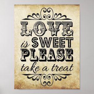 Love is Sweet - Vintage Wedding Sign Poster