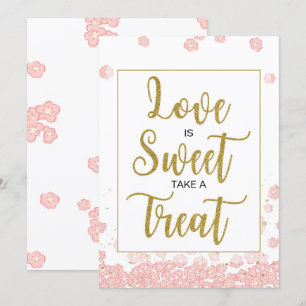 Love is Sweet Vrijgezellenfeest Sign Roze en gou Kaart