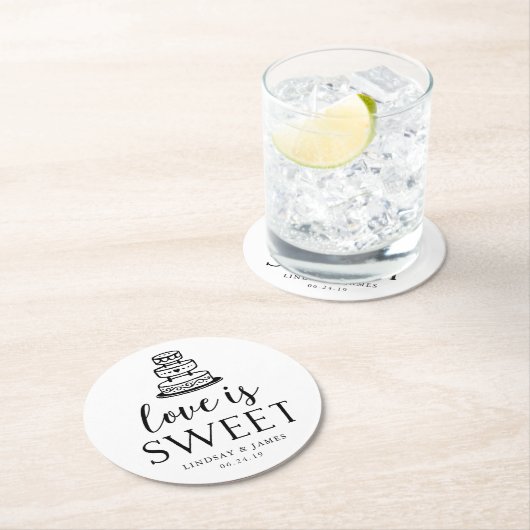 Love is Sweet | Weddenskap Ronde Kartonnen Onderzetter (Insitu)