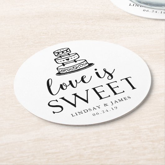 Love is Sweet | Weddenskap Ronde Kartonnen Onderzetter (Gebogen)