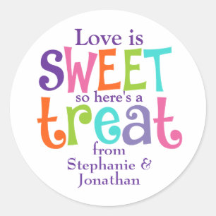 Love is Sweet Wedding Favor Ronde Sticker