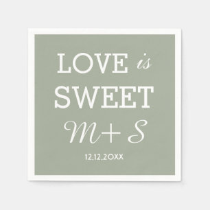 Love Is Sweet Wedding Napkins Monogram Servet