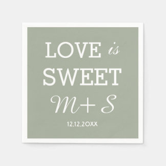 Love Is Sweet Wedding Napkins Monogram Servet