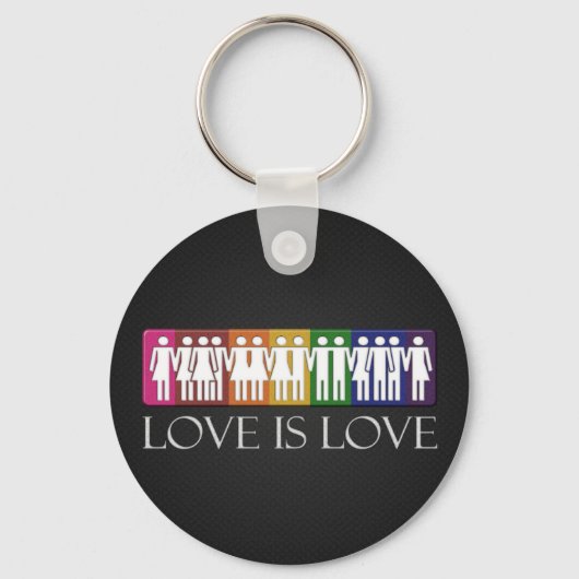 Love is text with Silhouette LGBT People Sleutelhanger (Voorkant)