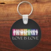 Love is text with Silhouette LGBT People Sleutelhanger (Voorkant)