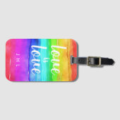 Love is Waterverf Gay Pride Rainbow Bagagelabel (Voorkant (horizontaal))