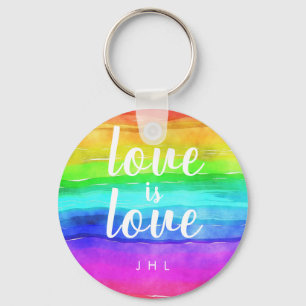 Love is Waterverf Gay Pride Rainbow Sleutelhanger