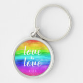 Love is Waterverf Gay Pride Rainbow Sleutelhanger (Voorkant)
