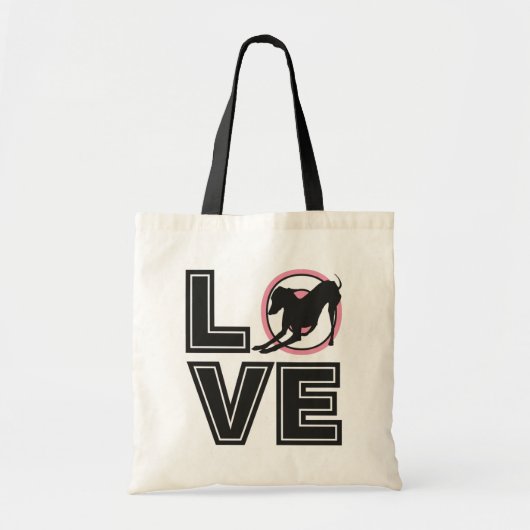 Love Italiaanse greyhound Black Typography Silhoue Tote Bag (Voorkant)