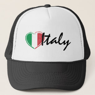 Love Italy Italia Hart Vlag Trucker Hoed Trucker Pet