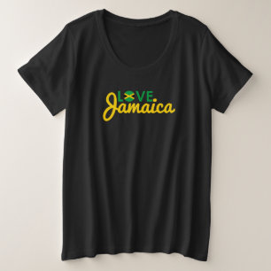 Love Jamaica Flag Grote Maat T-shirt