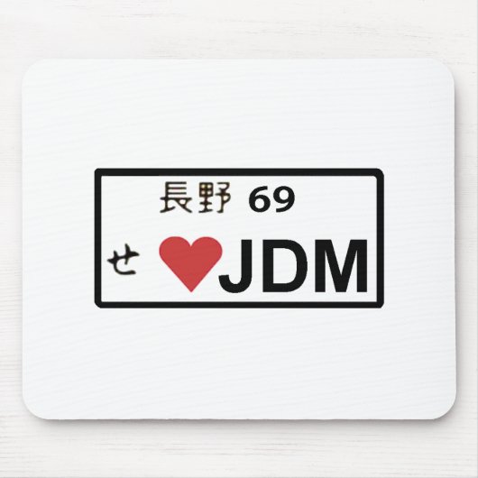 Love JDM License Bord Mousepad Muismat (Voorkant)