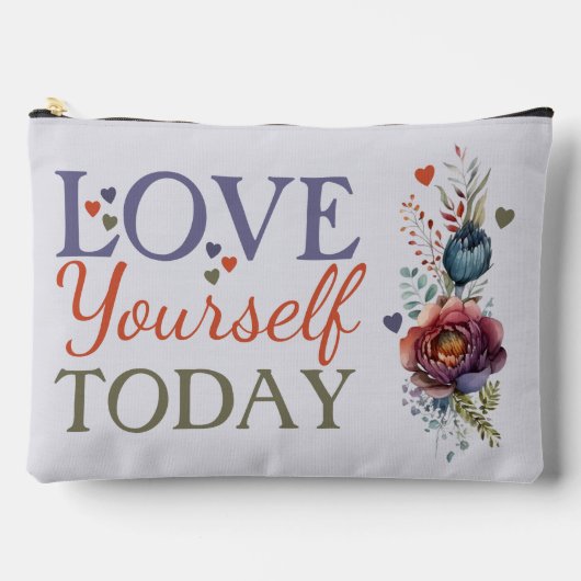 Love jezelf vandaag toevoegen initialen bloemencos etui (Voorkant)