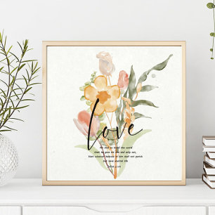 Love-John 3:16 oranje bloem Poster