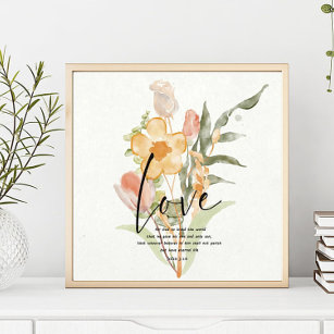 Love-John 3:16 oranje floral Poster